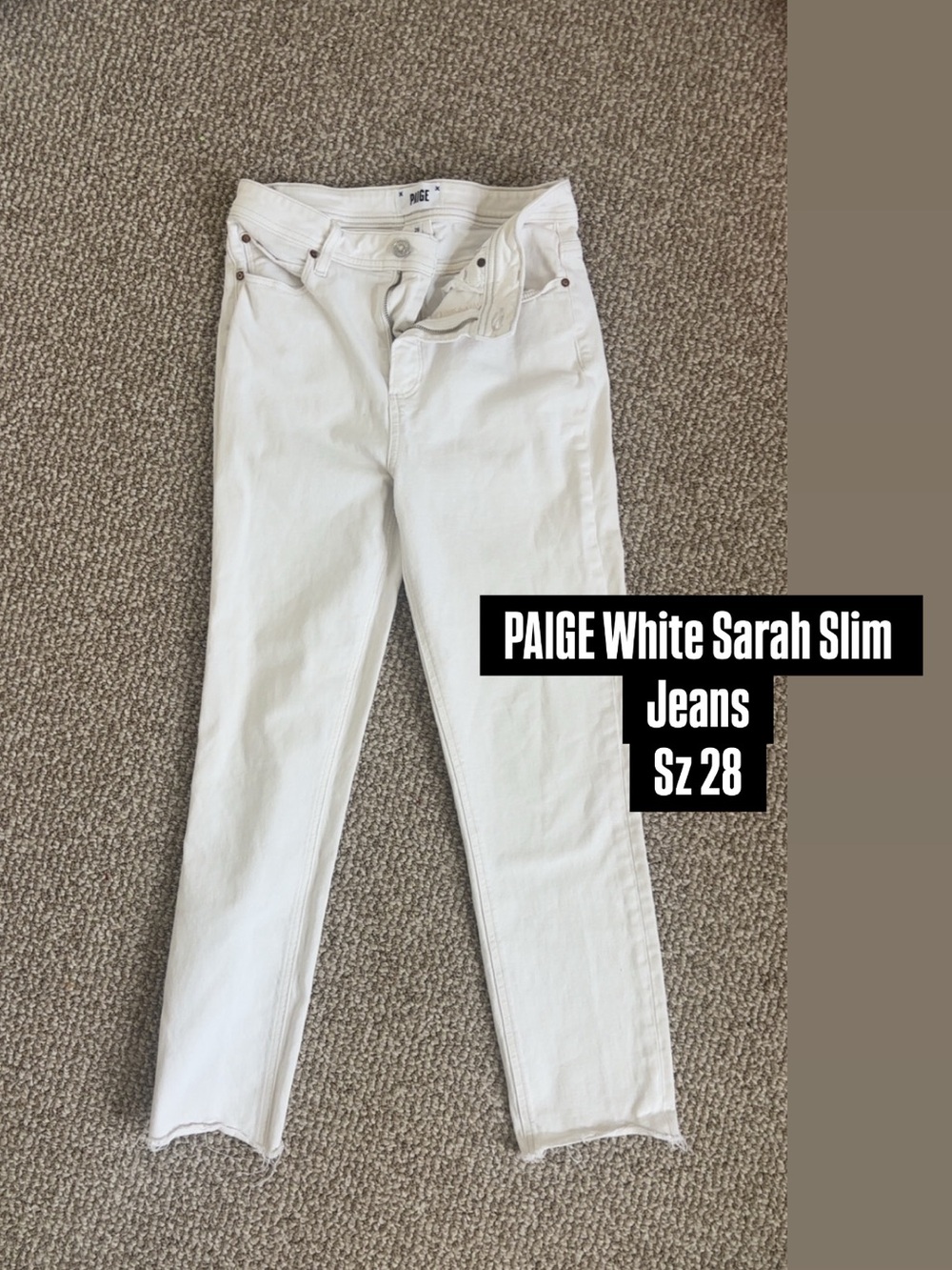 PAIGE White Sarah Slim Straight Jeans